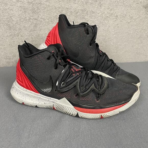 Nike Kyrie 5 Shoes Mens Size 13 Black Red Basketball Sneakers Zoom AO2918-600 - Picture 1 of 16